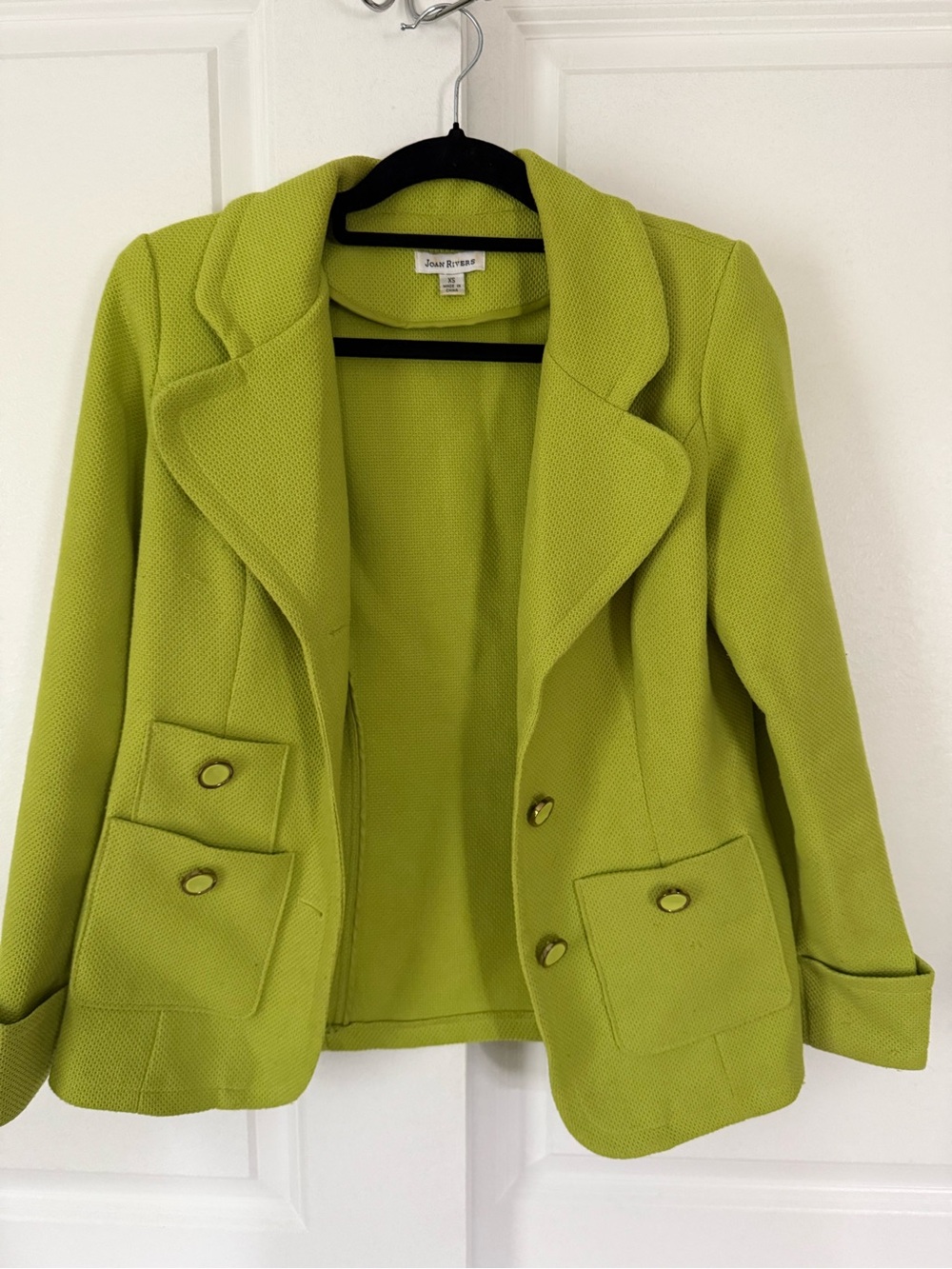 Joan Rivers Bright Lime Green Textured Blazer